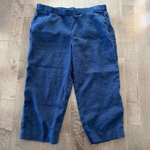 Charter Club Luxury 100% Linen Cropped Pants Nautical Euro Summer Navy XL